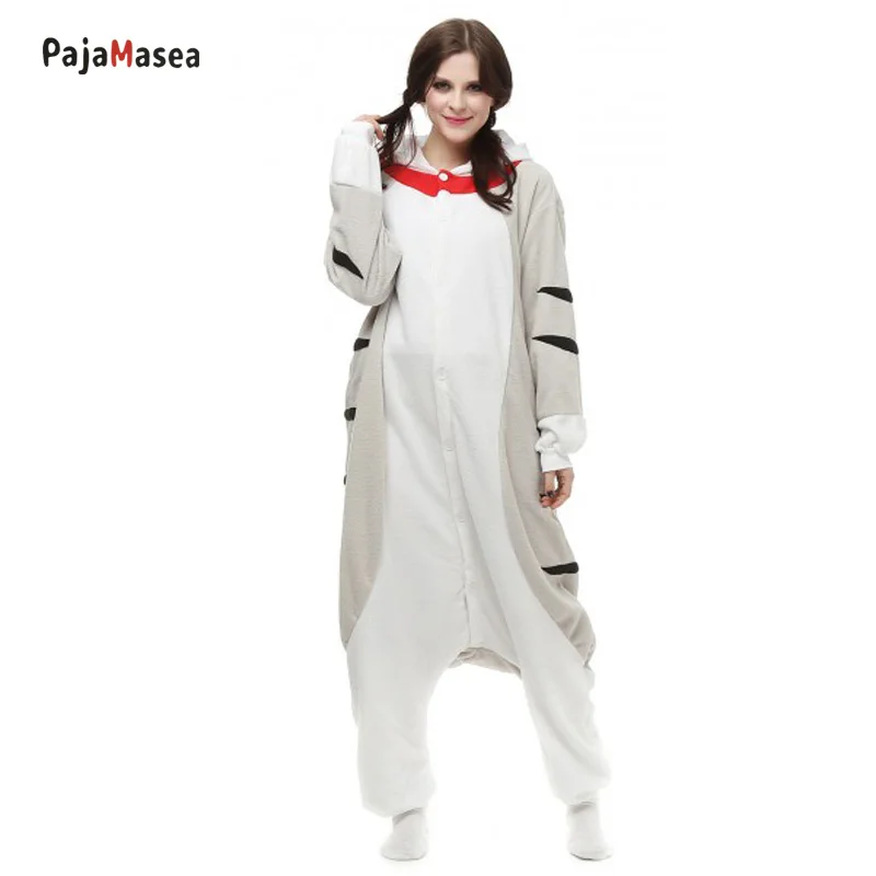 Unisex Onesie Pijamas Kaas Kat Pyjama Cartoon Pyjama Adult Kigurumi Vrouwen Mannen Animal Cosplay Halloween Een Stuk Kostuum