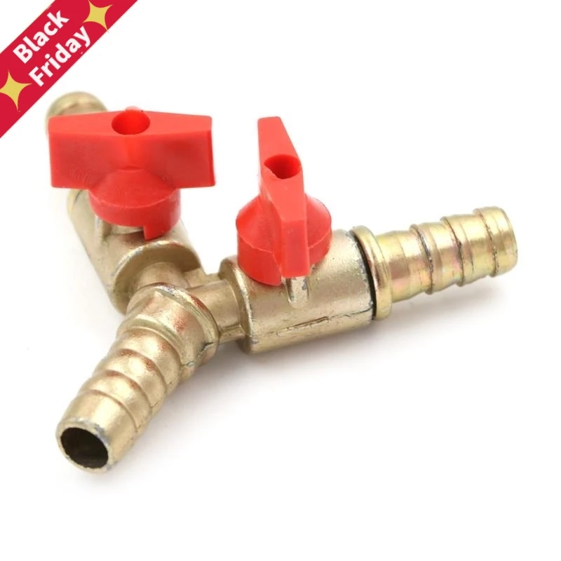 Braçadeira Fitting Mangueira Barb para Jardim Irrigação, Automotive Y 3-Way Shut Ball Valve, Óleo de Água Gás Combustível, 5 em, 16 em, 8mm