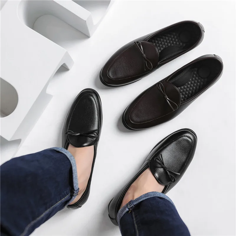 Fashion Trend Men Casual Shoes Vintage British Formal Dress Real Leather Loafers Business Wedding Slip-On Luxury Italian Shoes