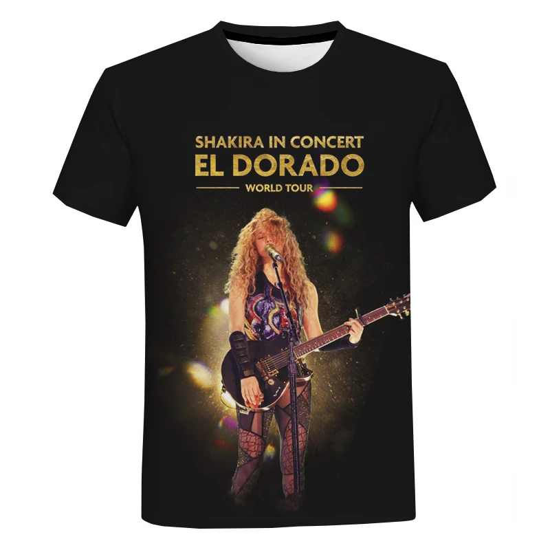 Men's T-shirt Cartoon Fun SHAKIRA EL DORADO WORLD TOUR Men/Women Tee New Summer Men's Casual 3D Print T-Shirt