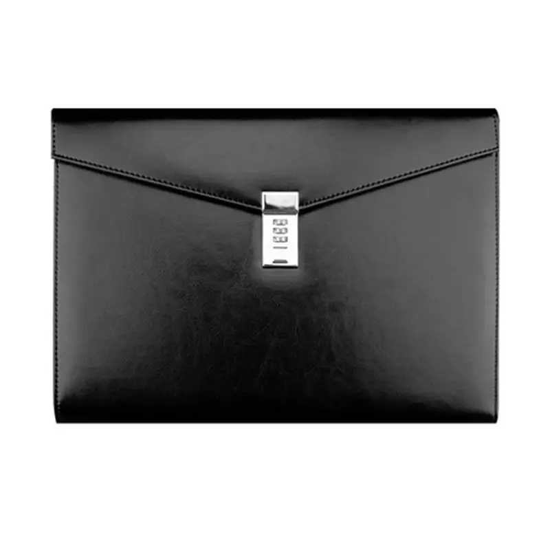 Document File Folder with Password Lock Briefcase PU Leather Office Manager Bag Travel