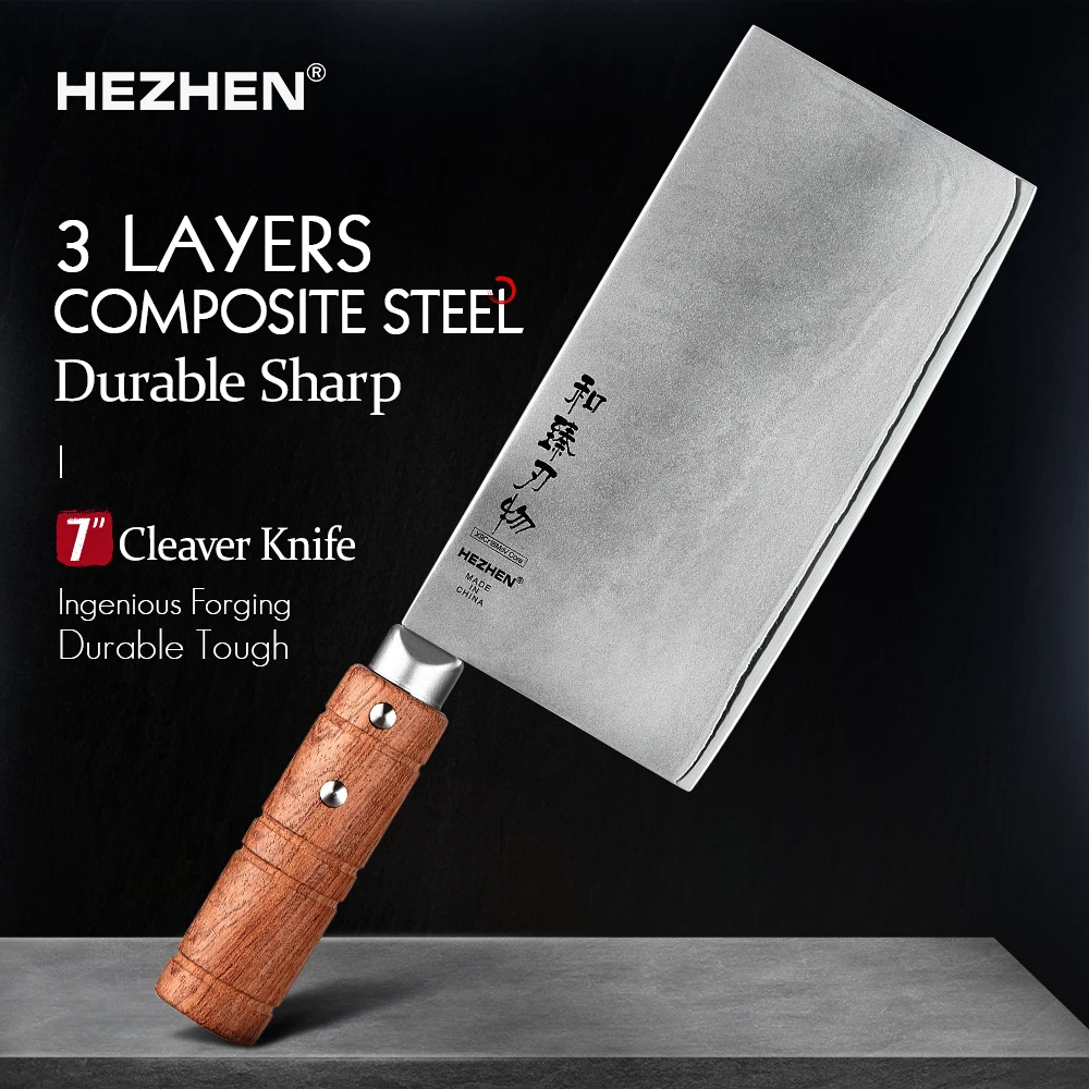 HEZHEN 7 Inches Slice Knife X9Cr18MoV Stainless Steel Slicing Meat Cutting Knives For Professional Kitchen Cook Cleaver Knife