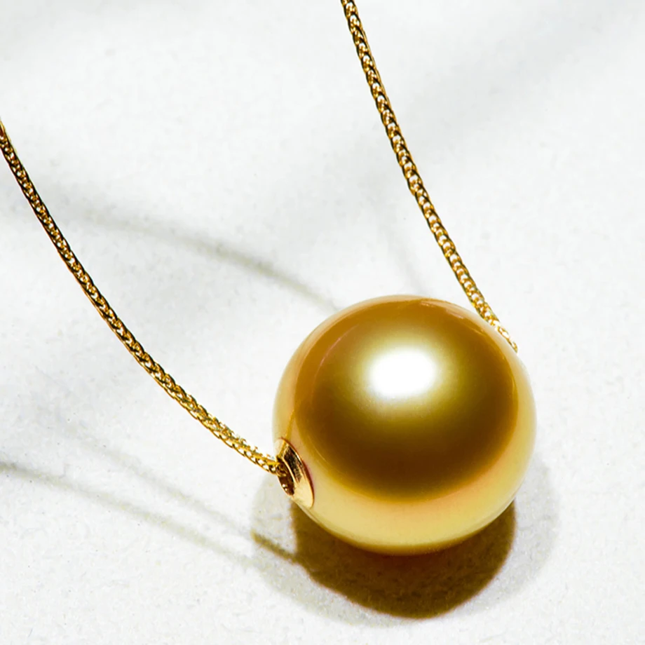 

NYMPH 13-14mm Natural South Sea Pearl Pendant Necklace Real 18K Gold AU750 Chopin Chain for Women Fine Jewelry Gifts D540