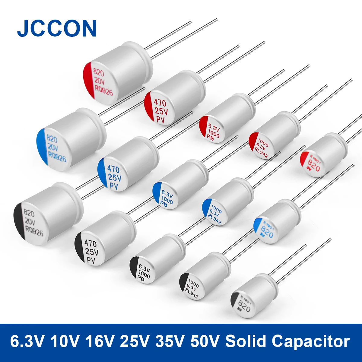 10PCS Solid Capacitor Płyta główna 6.3V 10V 16V 25V 35V 50V 100UF 270UF 470UF 560UF 100UF 1000UF Solid Capacitors do kart graficznych