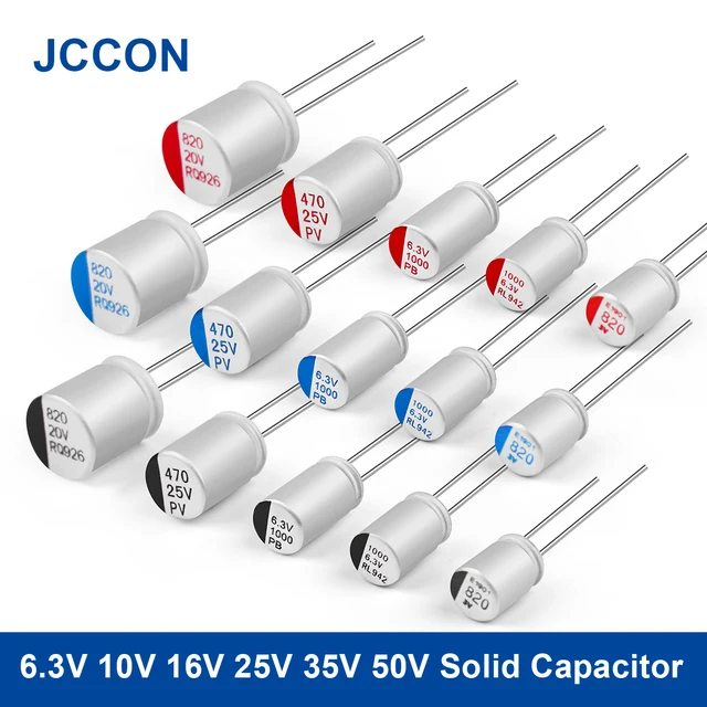 10PCS Solid Capacitor Płyta główna 6.3V 10V 16V 25V 35V 50V 100UF 270UF 470UF 560UF 100UF 1000UF Solid Capacitors do kart graficznych