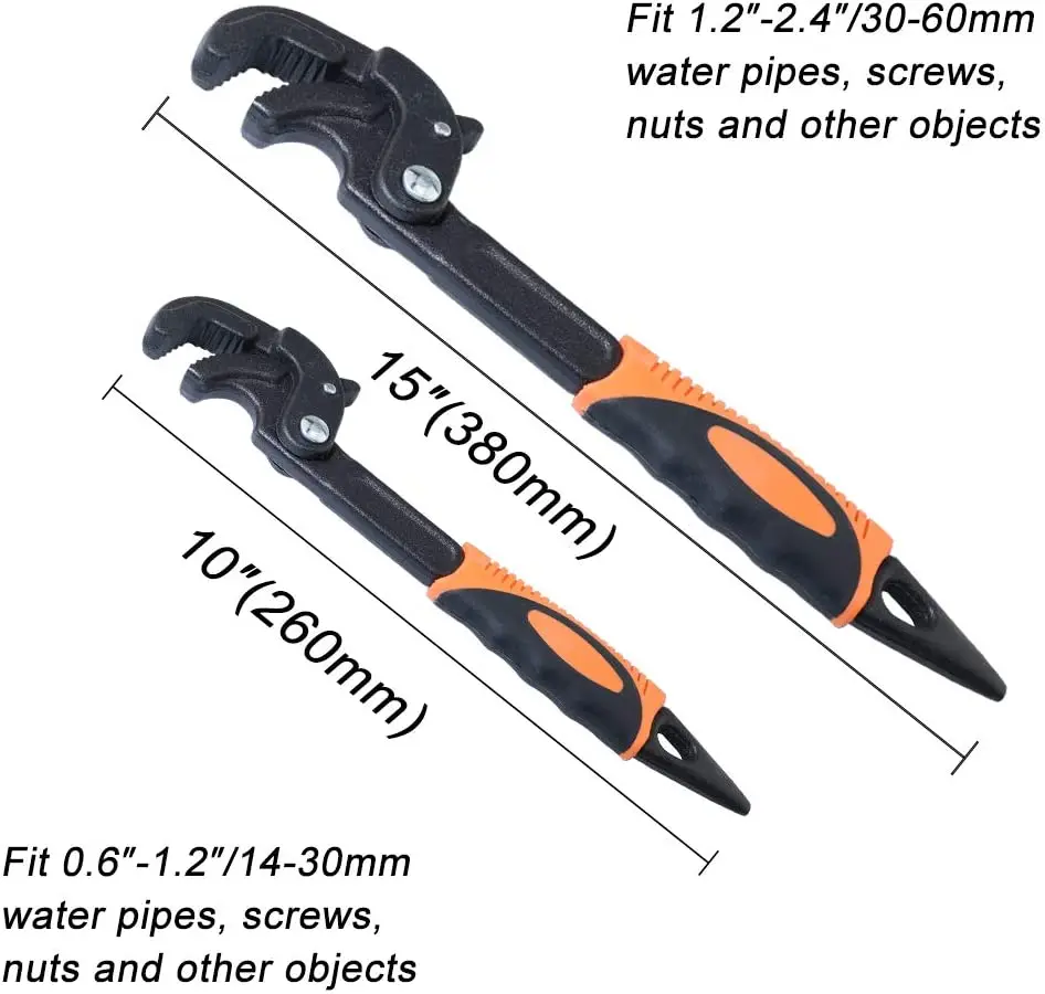 2 حزمة قابل للتعديل وجع سريعة متعددة وظيفة ضبط النفس المفك الطاقة قبضة الأنابيب وجع 0.6 "-2.4"/14 مللي متر-60 مللي متر
