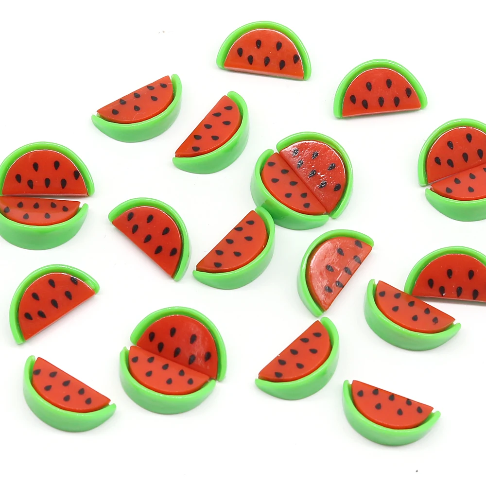 30pcs 22*12MM Resin Red Watermelon Slice 3D Watermelon Cabochon Decor DIY Scrapbook Hair Accessories Embellishment