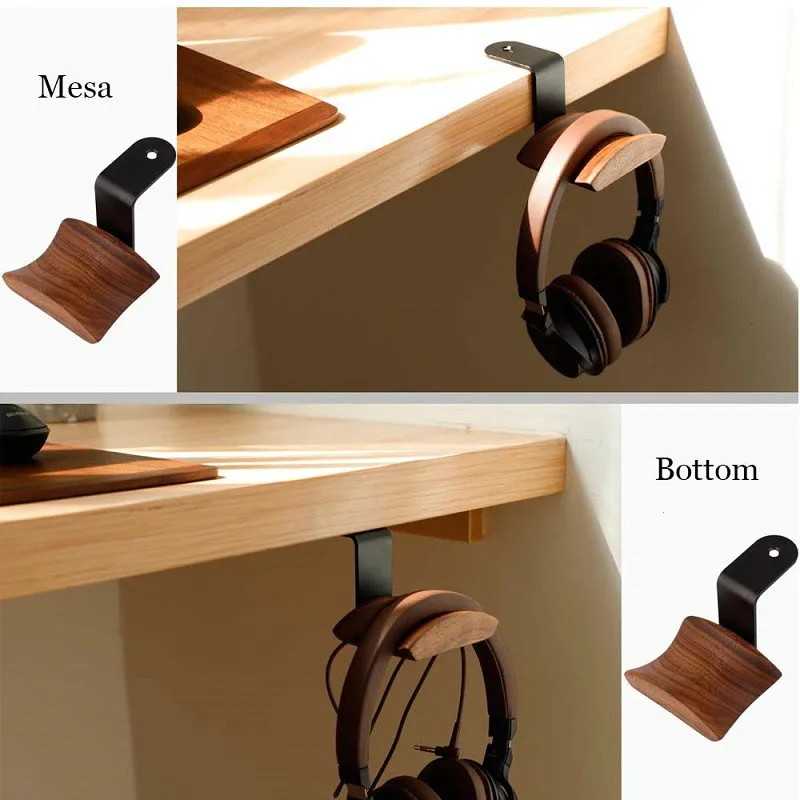 ユニバーサル木製ヘッドフォンスタンド,ヘッドフォン用,組み立て済み,高品質の金属製ディスプレイ,1ピース,新品