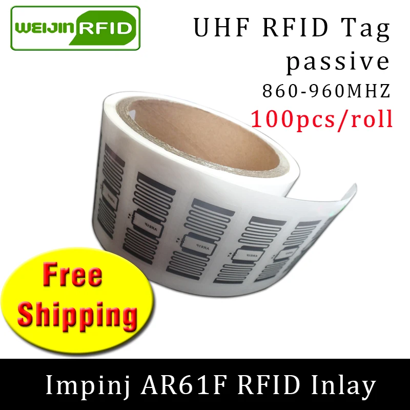

UHF RFID tag EPC 6C sticker impinj MonzaR6 AR61F wet inlay 915mhz868m860-960MHZ 100pcs free shipping adhesive passive RFID label