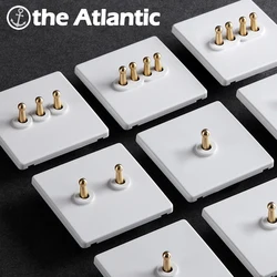 Retro Brass Toggle Light Switch 1 2 3 4 Gang 2 Way White Matte Plastic Frame Wall Power Lever Switch Lamp Light 10A 250V