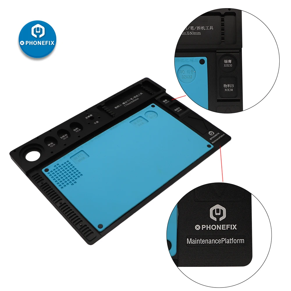 Plataforma de mantenimiento de Base fija para reparación de microscopio, almohadilla de aleación de aluminio para placa lógica de teléfono móvil, almohadilla de trabajo de reparación de soldadura