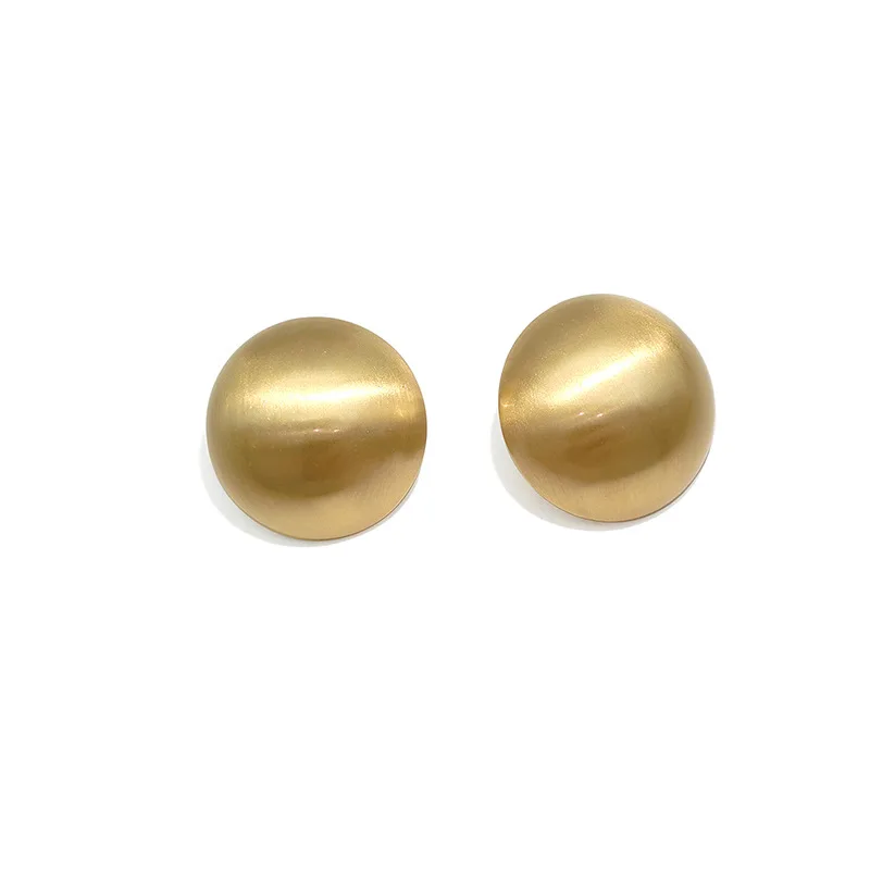 New Design Round Hemisphere Metal Earrings Golden Color Retro Big Women's Ear Studs Girls Party Fashion Jewelry