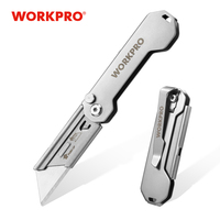 WORKPRO Folding Utility Knife Stainless Steel Quick Realse Pocket Knife with Belt Clip Sharp Blade For General-Purpose Cutting