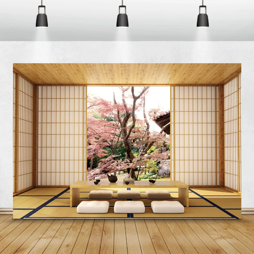 Laeacco Japan Street Cherry Blossom Landscape Snow Mountains Photography Backdrops Photographic Backgrounds For Photo Studio