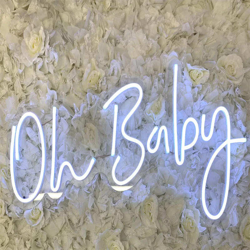 OHANEONK Custom Neon Sign Oh Baby Neon Sign Bedroom Bar Home Party Wall Decor Acrylic Led Light Wedding Birthday Room Decoration