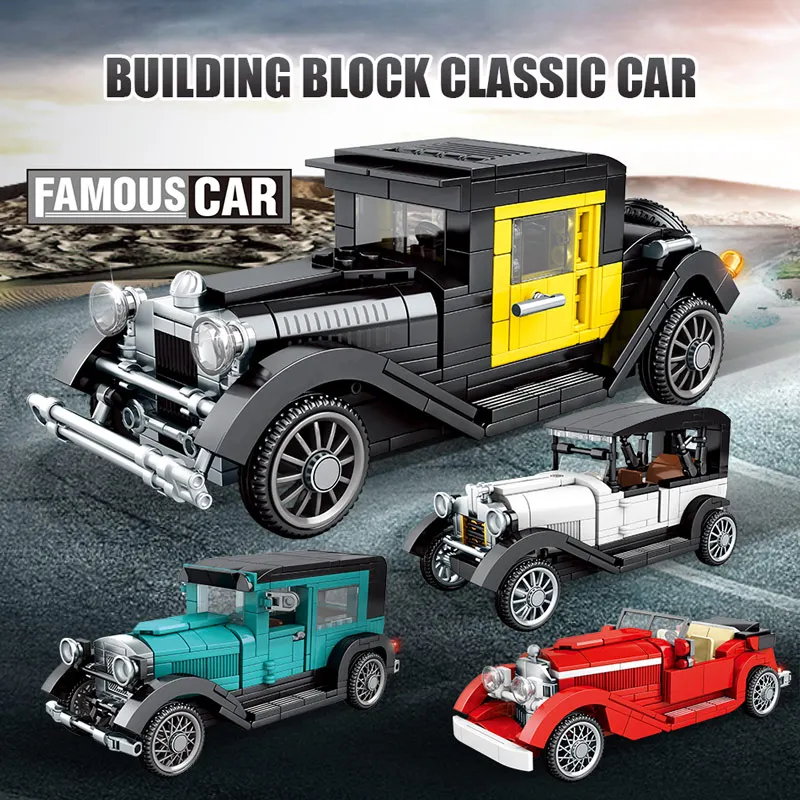 City Mechanical Classic Car MOC Model Bricks Classical Convertible Racing Vehicle Building Blocks Toy For Kids