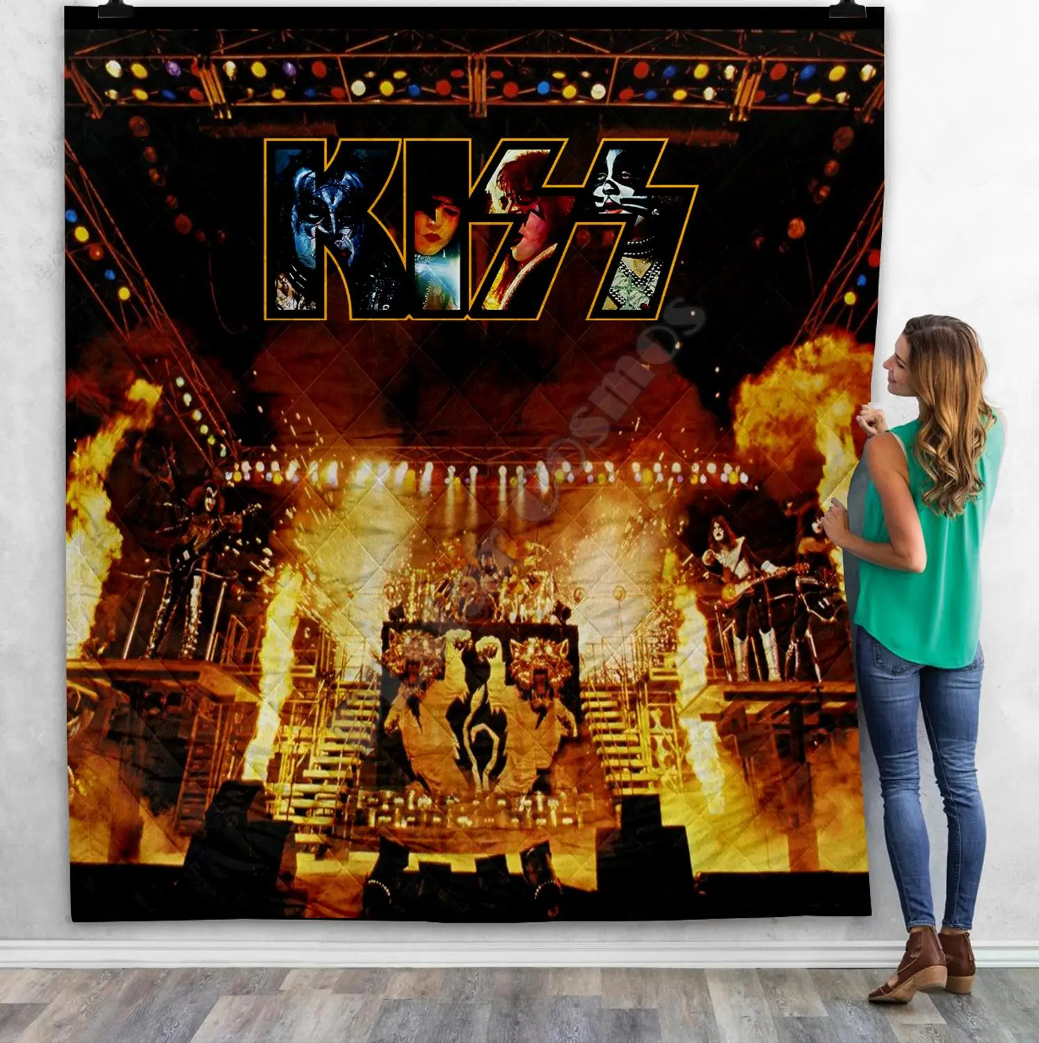 

KISS Rock&Roll All Nite Party 3D Quilt Blanket For Kids Adult Bedding Throw Soft Warm Thin Blanket With Cotton Quilt style-3