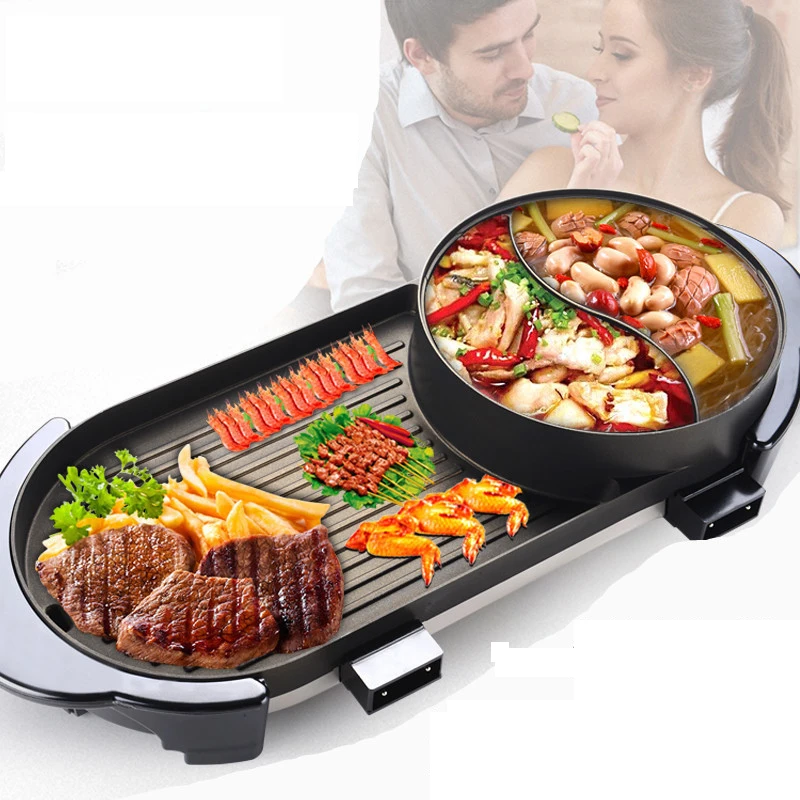 Joylove Korean Multi-function Electric Barbecue Grill Non-stick Mandarin Duck Pot Shabu-roasting Integrated Smokeless Hot Pot