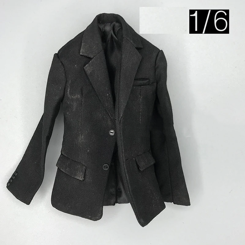 

3ATOYS Scale 1/6 Old Black Suit Skull 13 Coat Tops Model Grunge Style For Usual 12inch Body Doll Accessories