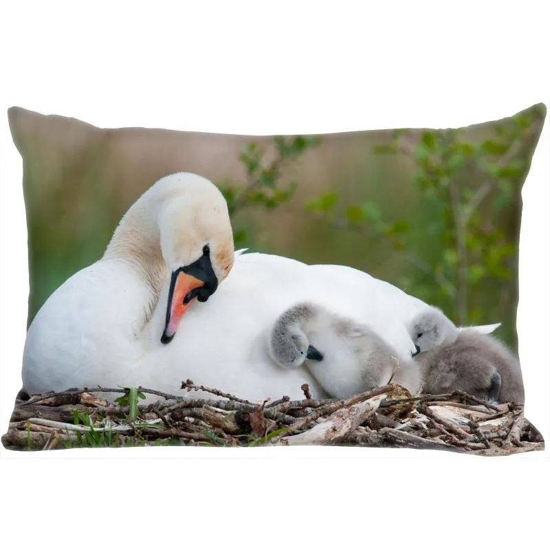 New Swan Pillowcase Satin Fabric Bright Smooth Rectangle Zipper Pillow Cases Home Wedding Decorative For Friend Gift