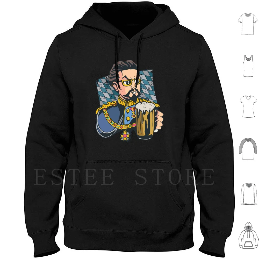 Mr General Cartoon Version With A Beer On Hand Hoodies Long Sleeve Bavaria General Beer Drink Version To