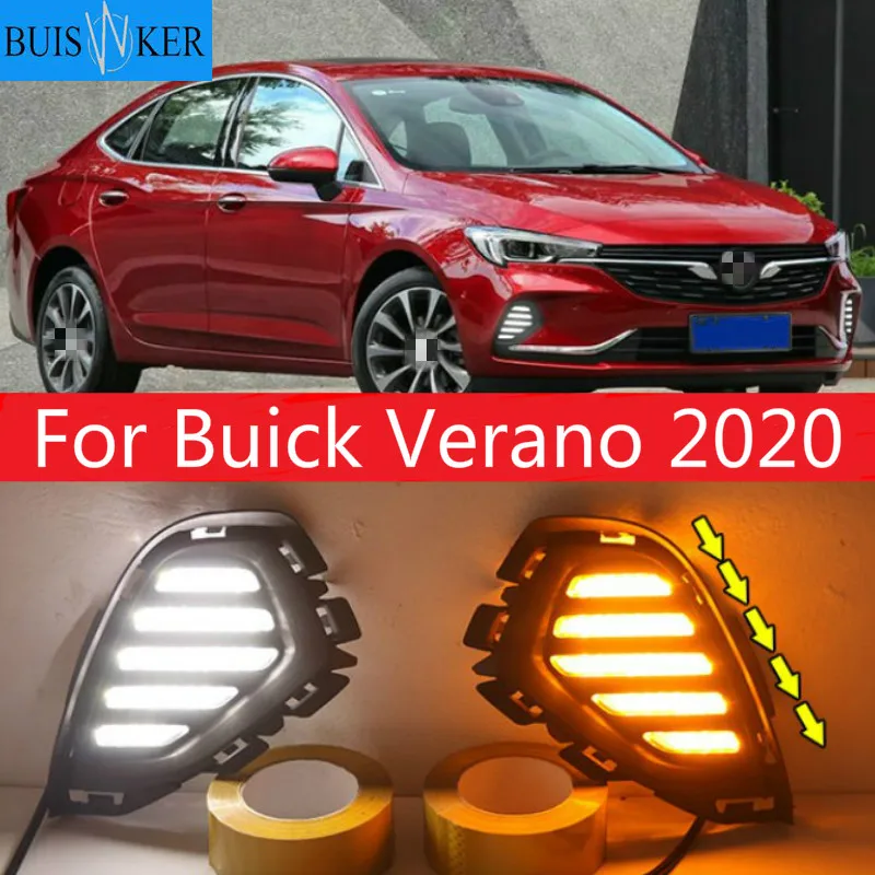 

2Pcs For Buick Verano 2020 Led Daytime Running Light White Driving Yellow Turn signal Light Blue Night Fog Lamp