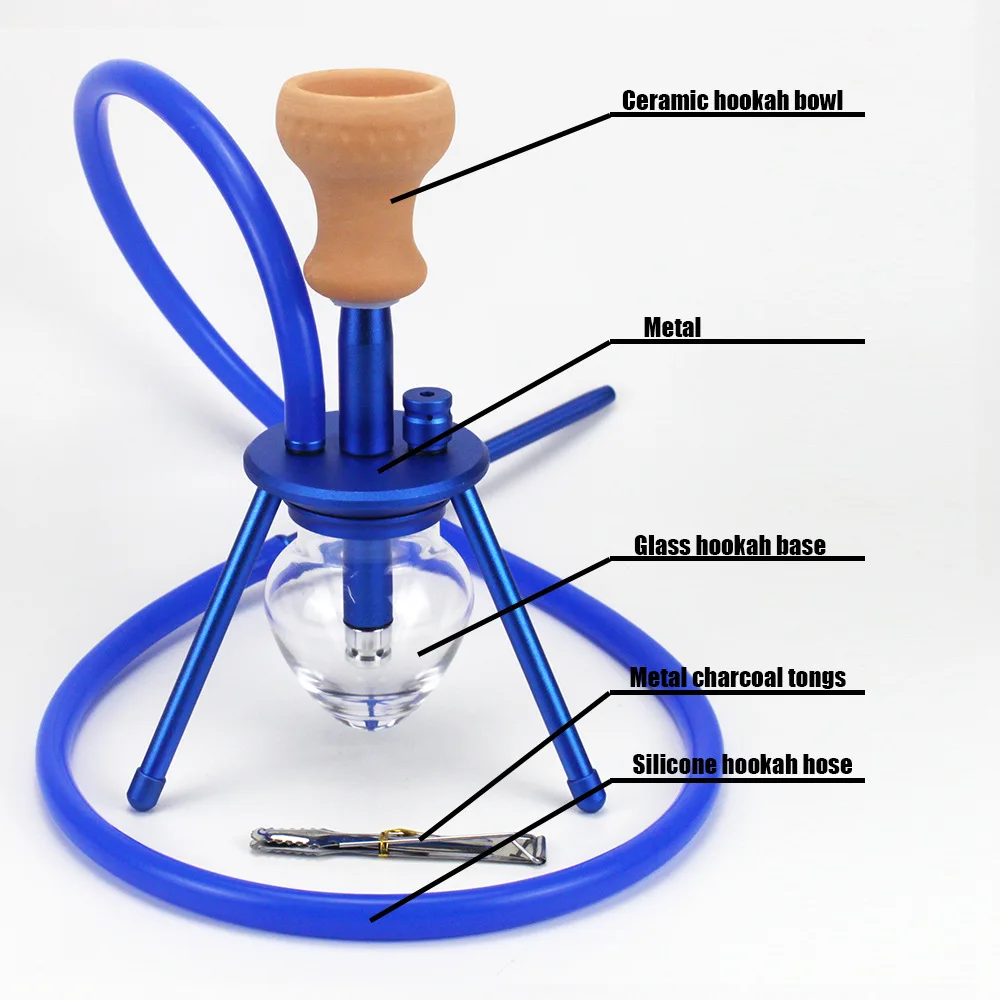 Small Travel Glass Shisha With Ceramic Hookah Bowl Metal Charcoal Tongs Silicone Smoking Water Pipe Chichas Narguie