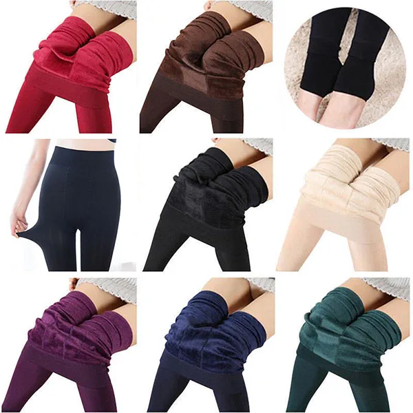 

Women Heat Fleece Winter Stretchy Leggings Warm Fleece Lined Slim Thermal Pants EIG88