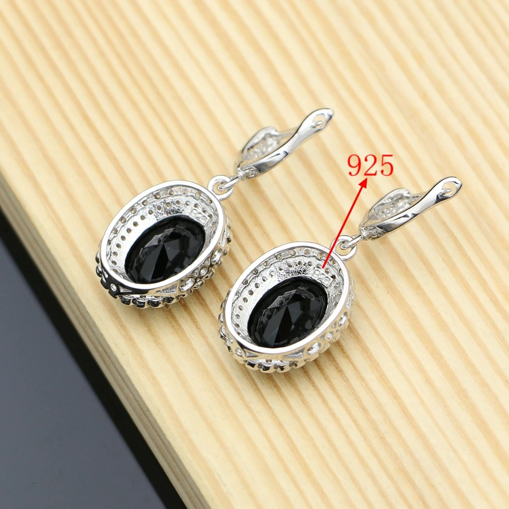 Party Earrings With Stone 925 Silver Jewelry Black Cubic Zirconia Earrings Accessories For Women Dropshipping