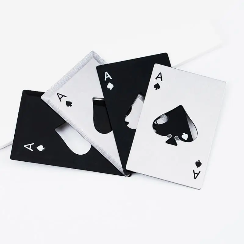 

Kitchen Bar Tools Stainless Steel Beer Bottle Opener Poker Playing Card of Spades Soda Bottle Opener LX8384