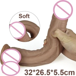 Big Dildo Erotic Soft Double-layer Silicone Long Dildos Realistic Penis Suction Cup Dick for Anal Orgasm Adult Sex Toy for Woman