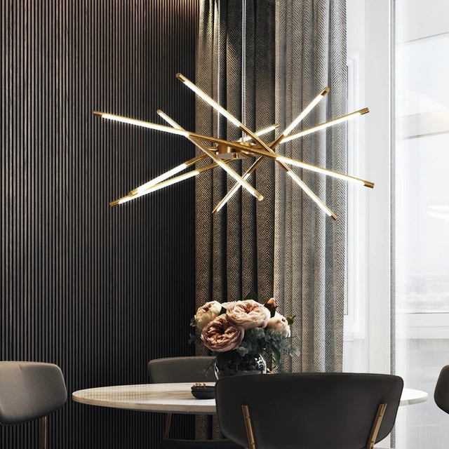 Nordic sputnik chandelier LED postmodern lamp Indoor Living Dining Room Bedroom Home Black Gold Decoration Villa big chandelier AliExpress