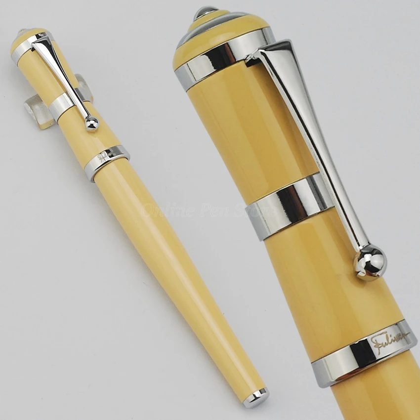 Fuliwen 2051 Metal Elegant Style Medium Nib 0.5mm Fountain Pen Silver Trim Professional Stationery Supplies Writing Tool Gift