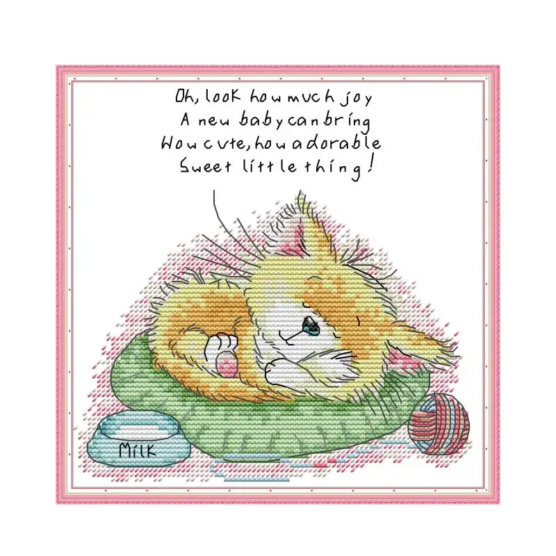 

DA527 милый кот 1 набор для вышивки крестом aida 14ct 11ct графический принт холст вышивки крестиком рукоделие вышивка DIY ручная работа