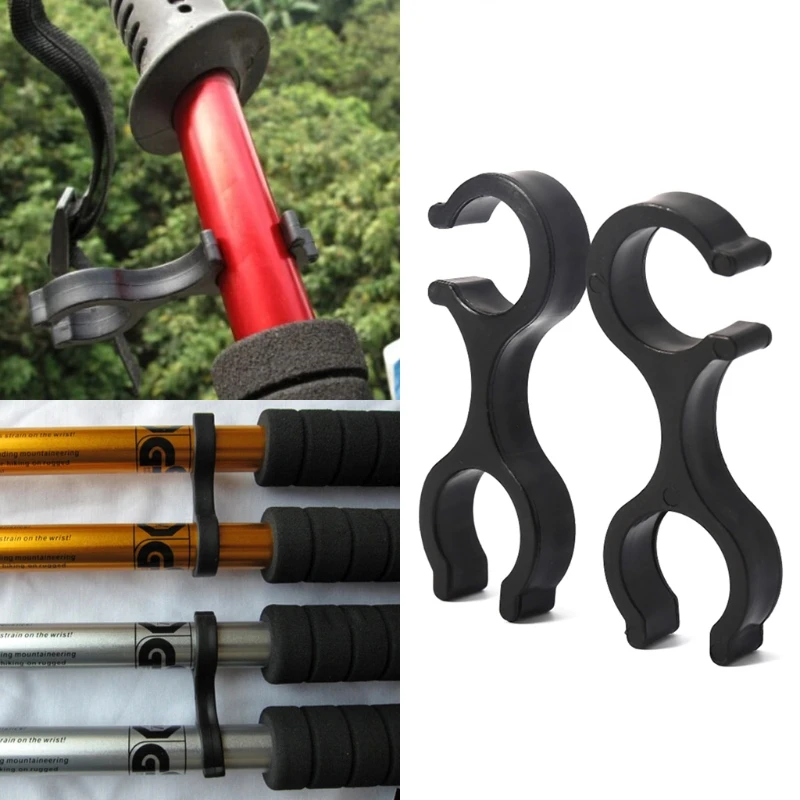 2Pcs 8-Shaped Hiking Pole Clips Rubber Double Rods Buckle Connector Trekking Pole Clamps for Hiking Camping Travelling 69HD