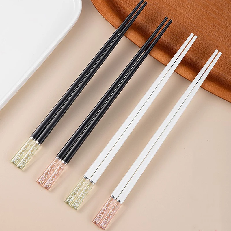 Amber Cherry Blossom Alloy Chopsticks Chinese Chopsticks Reusable Tableware highlighting nobleness no deformation