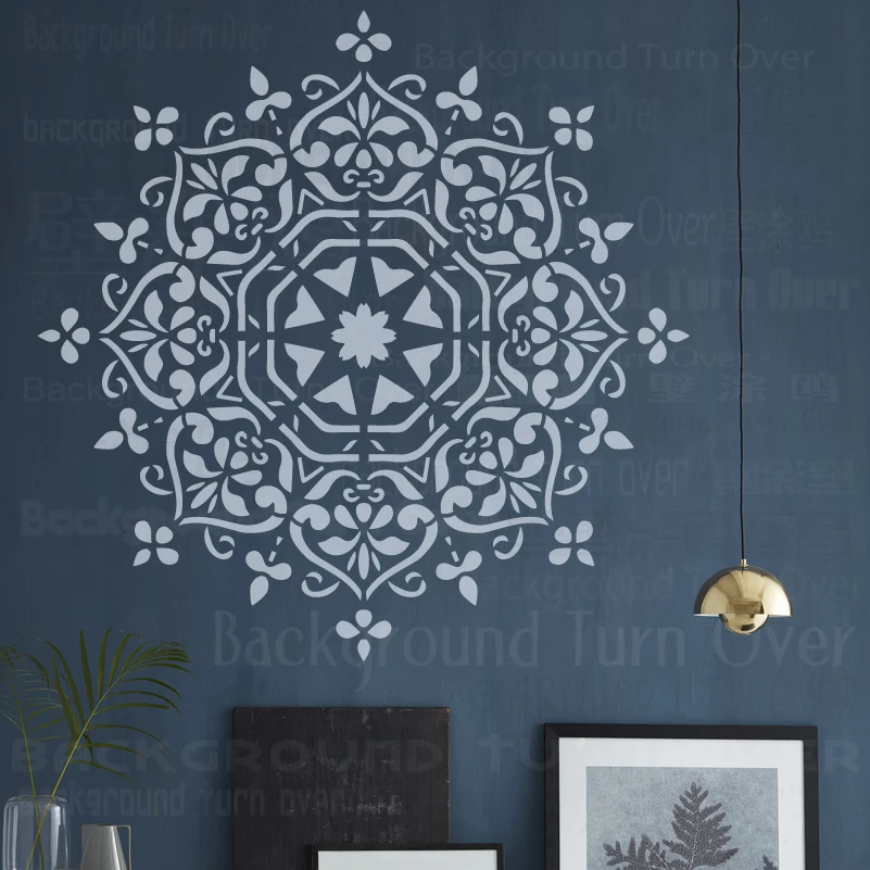 Plantilla de yeso para pintar, decoración de pared, grande, rococó, Gran Mandala gigante, flor redonda, loto, 80cm-120cm, S268