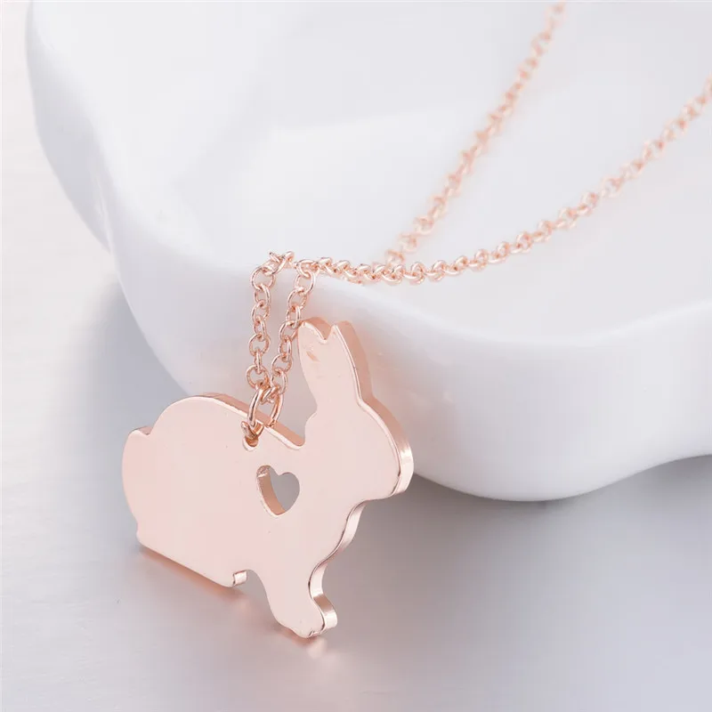 Cartoon Animal Choker Necklaces Stainless Steel Butterfly Rabbit Chihuahua Dog Pendant Necklace for Women Collares Bijoux Femme image 2