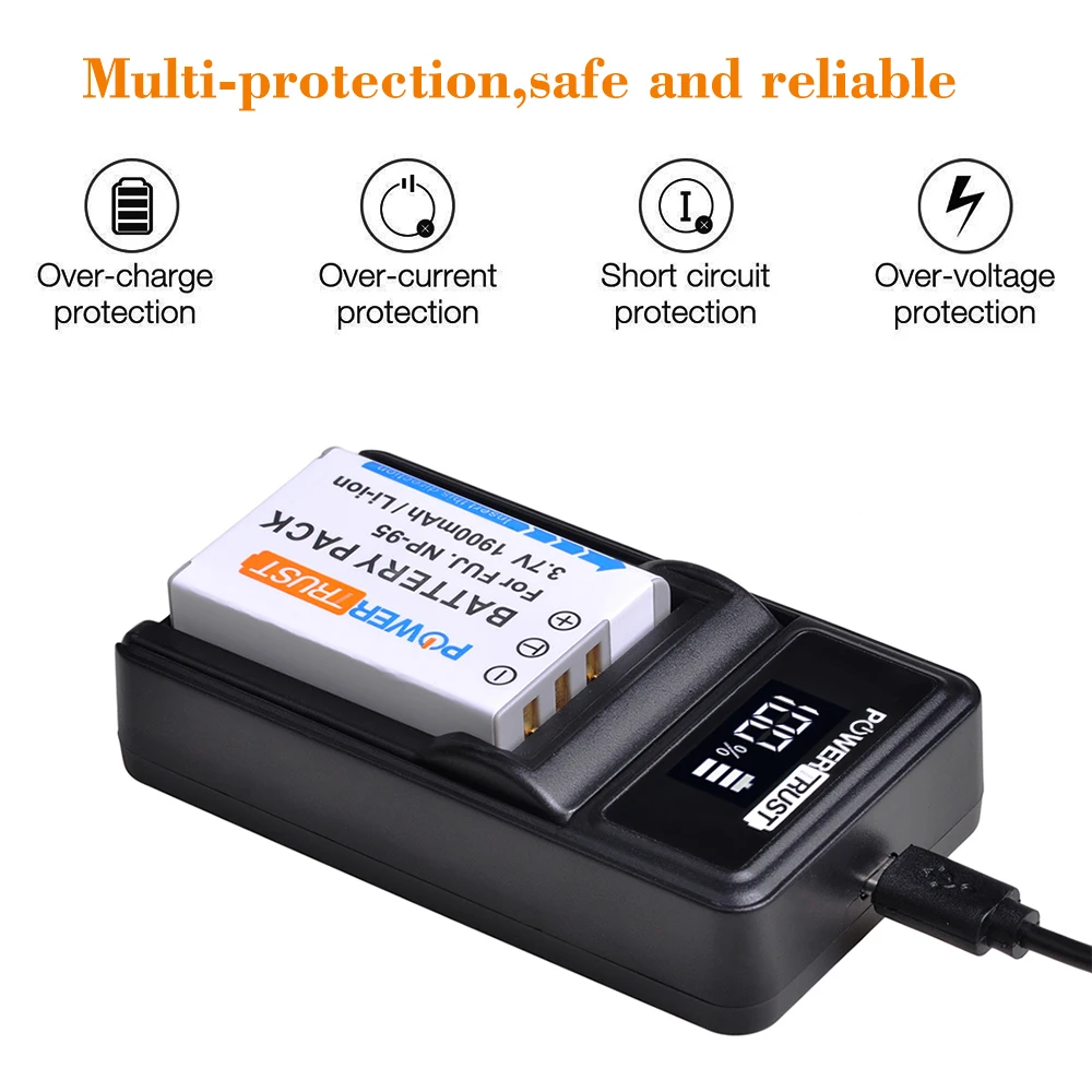 2X NP-95 NP95 NP 95 Li-ion Baterai dan Charger untuk Fujifilm NP-95 F30 F31 F30fd F31fd 3D W1 X100T X100S x100 X-S1 3DW1 Baterai