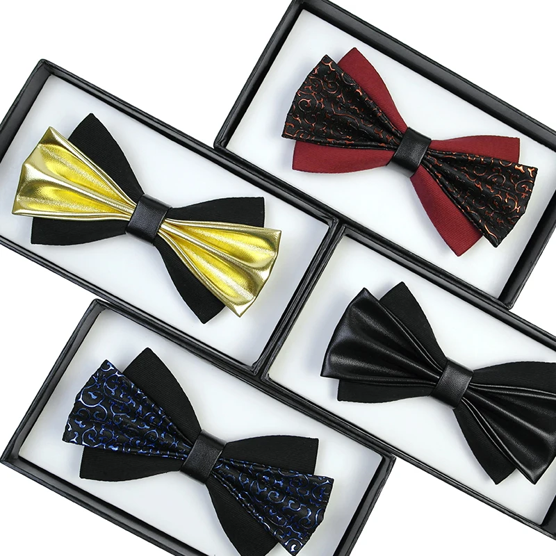 New Arrivals Men's Luxury Formal PU Bowtie Male Butterfly Tie Elegant Bow Ties for Men Great for Wedding Party with Gift