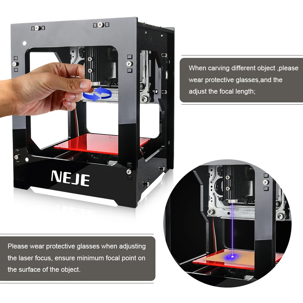 NEJE DK-8-KZ 3000mW DIY Desktop Mini CNC Laser Engraver Cutter Engraving Wood Cutting Machine Router with Bluetootwith Bluttooth