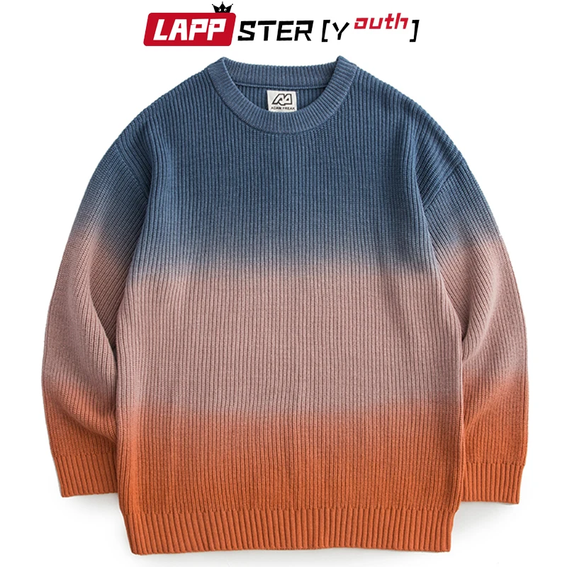 LAPPSTER-Sweater rajut pria, ikat celup Vintage Korea, pullover Harajuku ukuran besar 2023 untuk lelaki