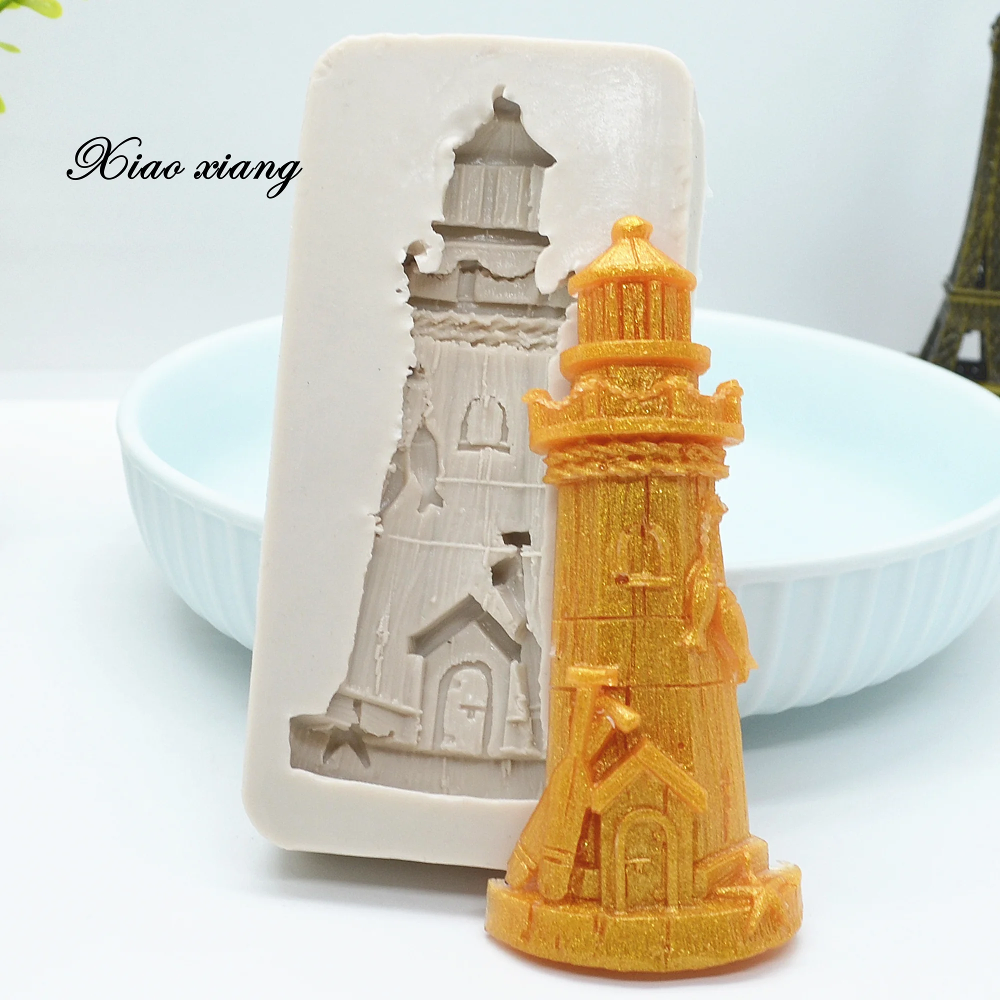 3D Tower Lighthouse Silicone Mold For Baking Fondant Cake Chocolate Lace Decoration DIY Pastry Fondant Mold Kitchen Tools M1811