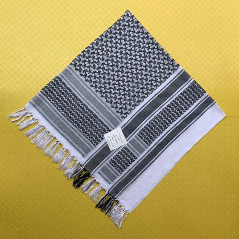 

Tactical Arab Keffiyeh Shemagh Scarf Cotton Square Lightweight Neck Warmer Cover Thin Desert Army Scarf Shawl Camping Military