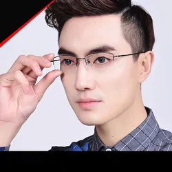 Ready-Made Men's Women's Myopia Glasses Near-Sighted Prescription Eyewear with Diopter -1.00 to -6.00 Metal-Finished Eyeglasses