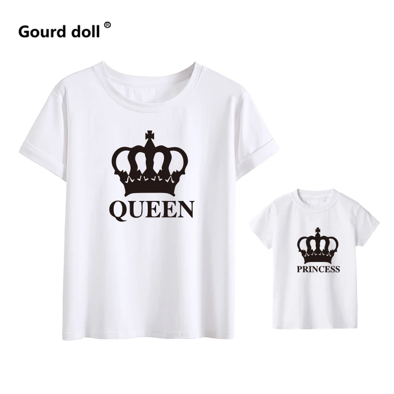 Crown Princess Family matching clothes mommy and me clothes mother daughter matching clothes mom and baby girl Cotton tshirt