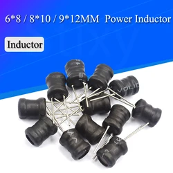 10PCS Power Inductor DIP 6*8mm 6X8mm 2.2UH 4.7UH 10uH 22uH 100uH 330uH 470uH 1MH 2.2MH 4.7MH 10MH Inductance 2 Pins 9X12/8X12MM