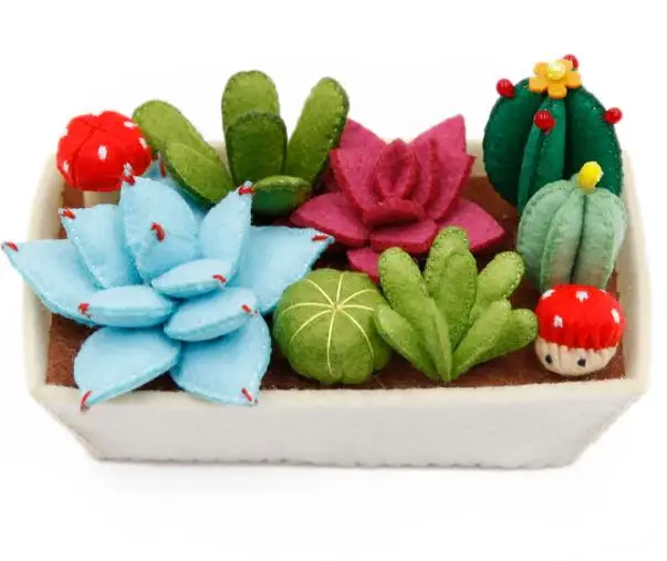 Felt Diy Craft Free Cutting Felting Kit Cute Succulent Plants Set Wool Felt Non-woven Cloth Craft DIY Sewing Set Felt Handwork