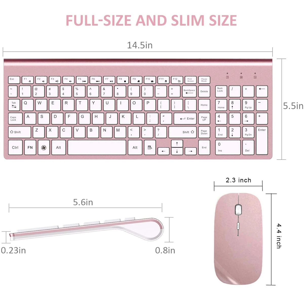 2.4GHz Slim Compact Full Size Wireless Keyboard and Mouse Wireless Keyboard and Mouse Combo for Desktop PC Notebook Laptop