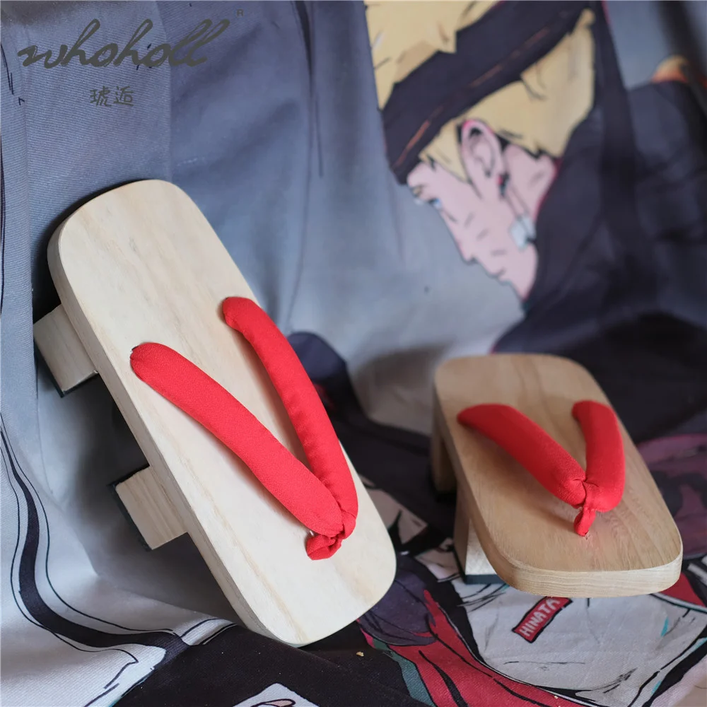 Man Samurai Cos Geta Japanese Wood Clogs Shoes Summer Flat Slippers Man Women Unisex Flip Flops Slippers Cosplay Shoes